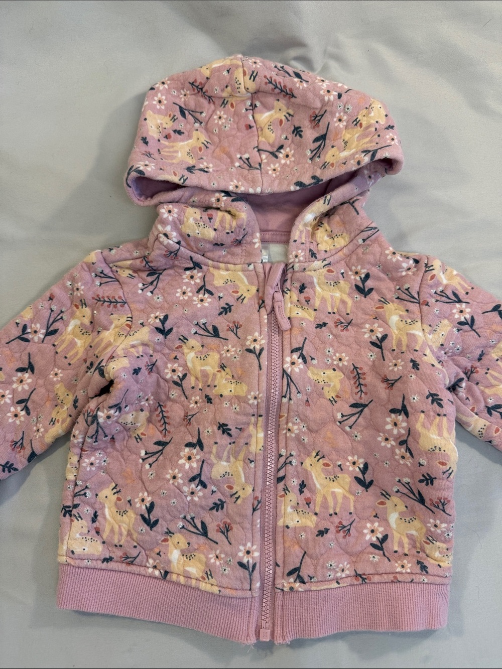 Anko - Pink Hooded Fleece Jacket with Deer Print with silver accents